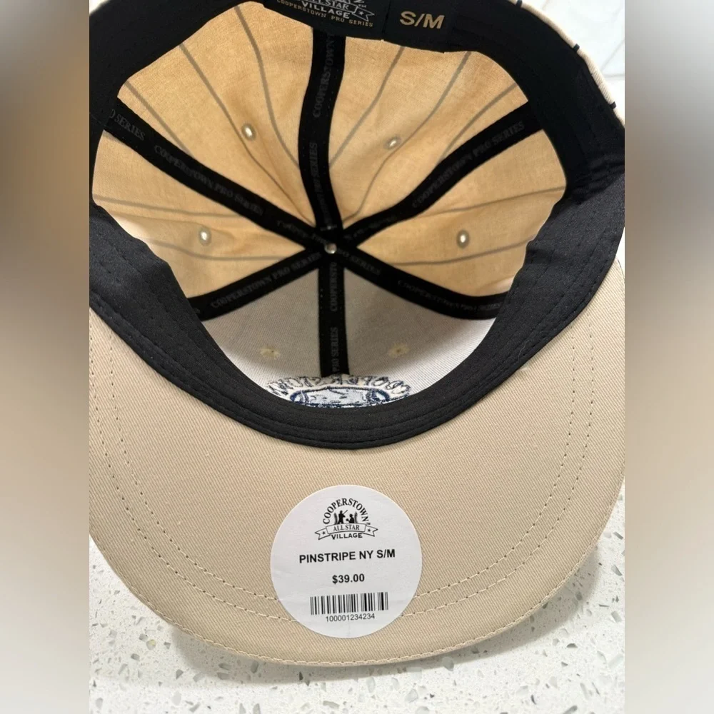 Copperstown All Star Village Pro Series Pinstripe Beige/Blue Baseball Hat S/M